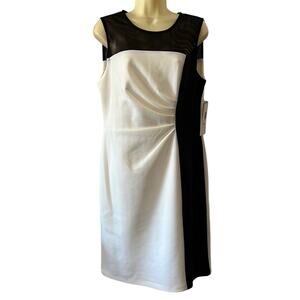 Studio one Size 12 White & Black Knit Dress NWT Office Cocktail Special Occasion